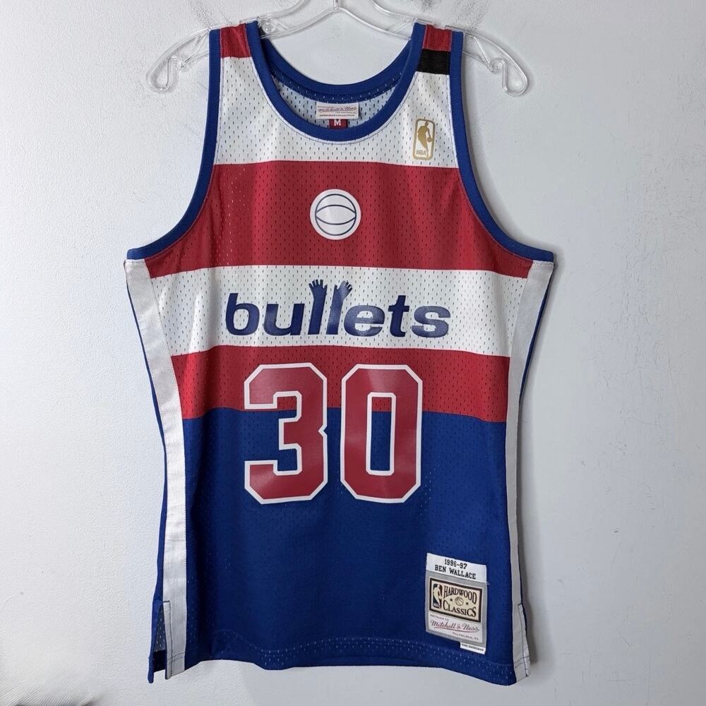 Washington Bullets Ben Wallace #30 Mitchell & Ness 1996/97 NBA Jersey Size M - Picture 3 of 10